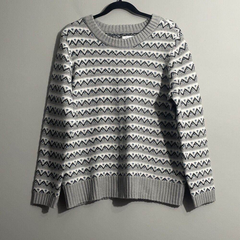 Croft & Barrow Women's XL Fair Isle Sweater Geometric Knit Pullover Long Sleeve
